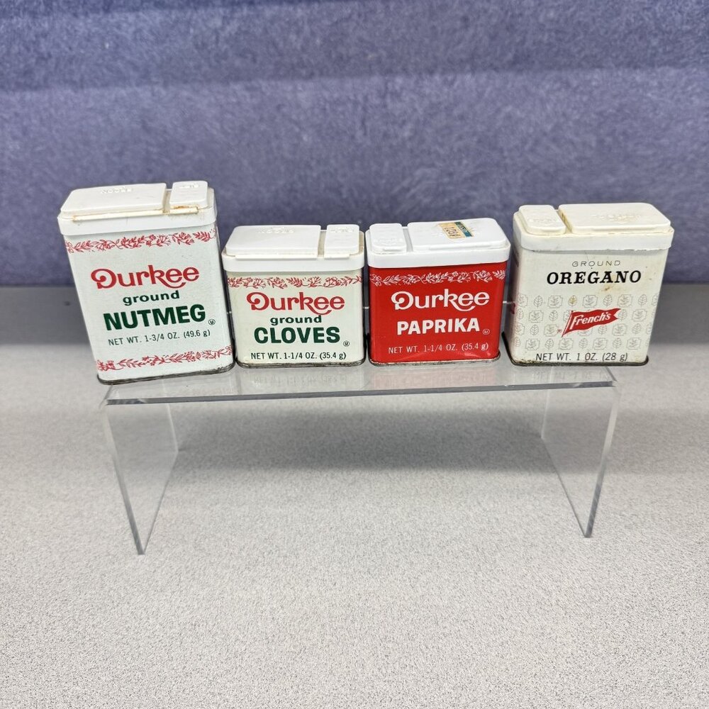 Vintage Durkee Spice Tins Set of 4 • Retro French Style Kitchen Decor • Collecti